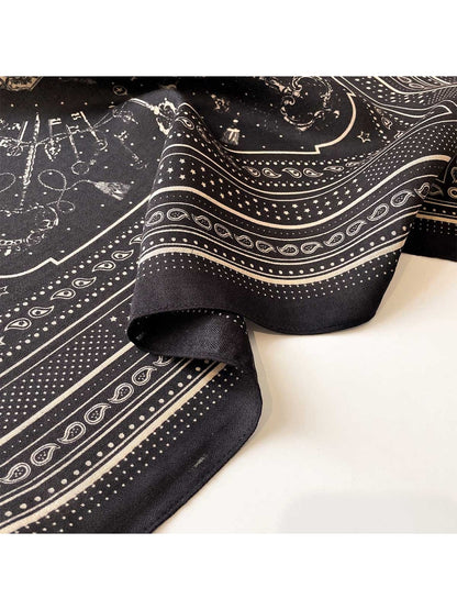 Scarvii - Muted Key Pattern Border Square Scarf
