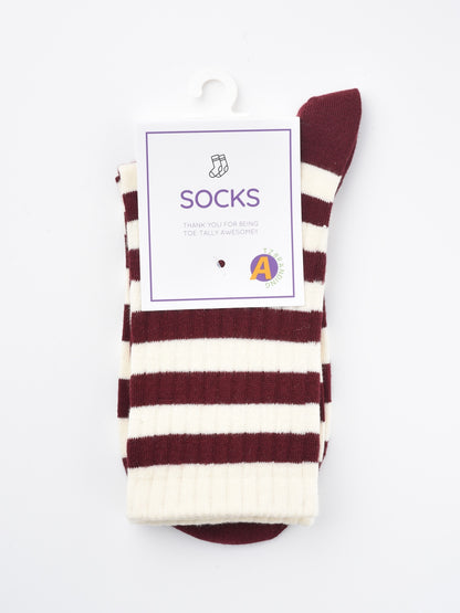 Rufia - Mid-Calf Socks with Bow & Stripe Pattern for Girls