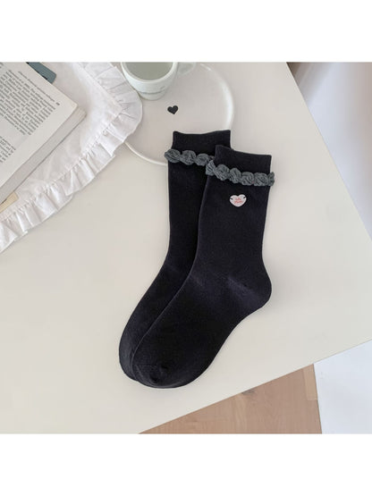 Rufia - Muted Soft Ruffle Cuff Crew Socks