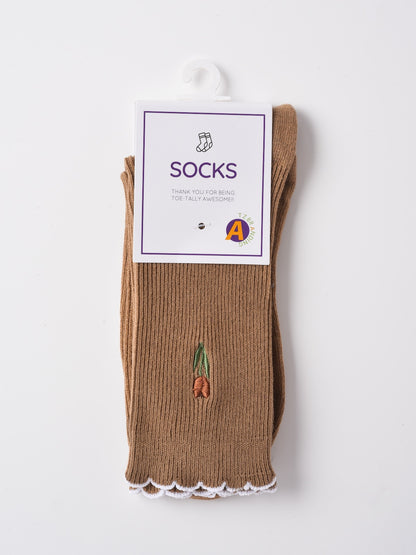 Rufia - Solid-Color Floral Tulip Socks - Sweet & Classic