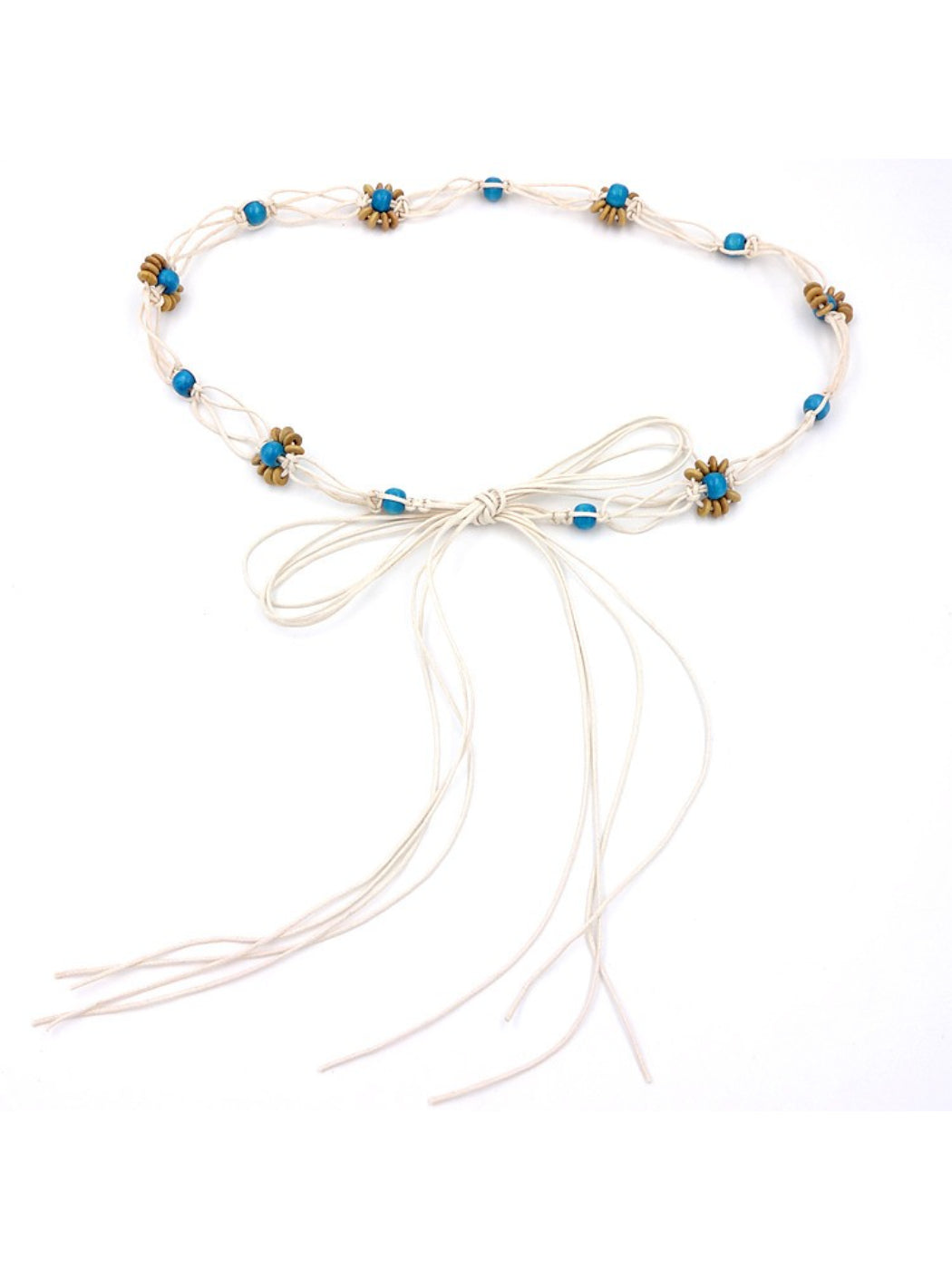 Beco Colorful Flower Bead Rope Adjustable Tassel Tie Belt product shape