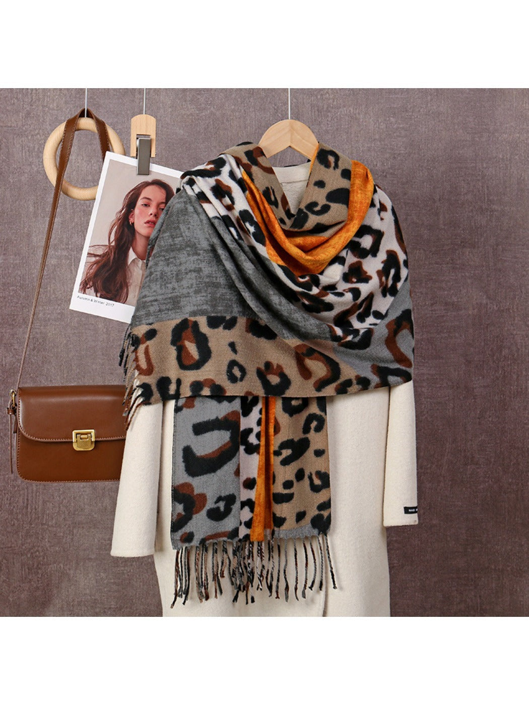 Scarvii - Leopard Patchwork Tassel Winter Scarf