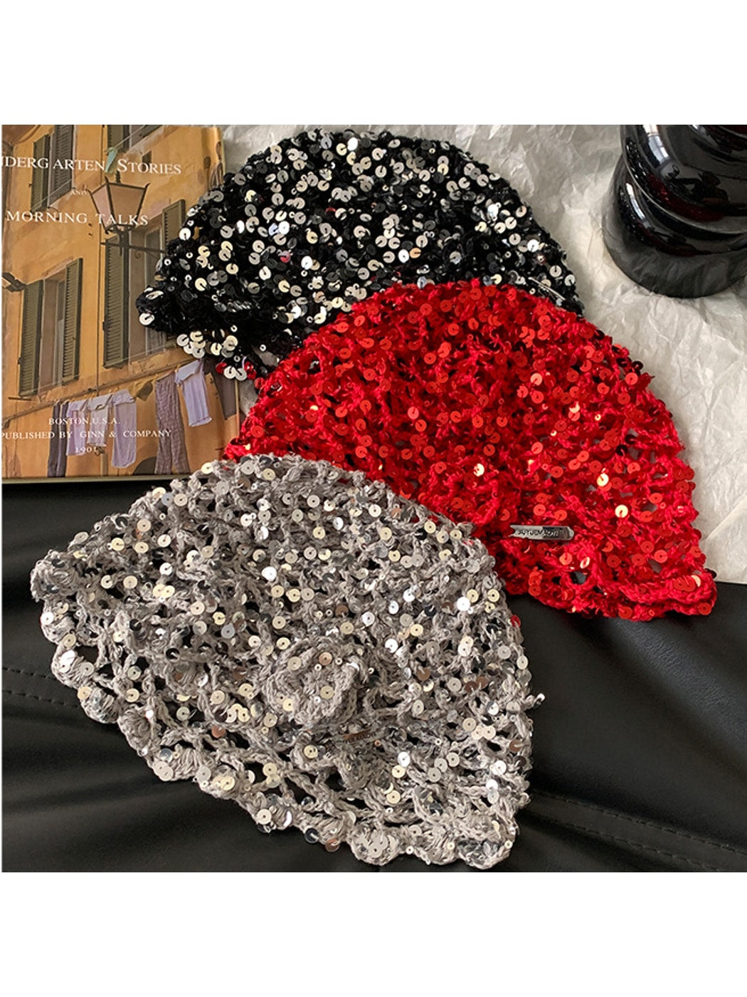 Haila - Foldable Openwork Floral Brimless Hat