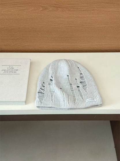 Haila - Distressed Knit Slouch Beanie