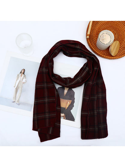 Scarvii - Retro Plaid Geometric Long Rectangle Scarf