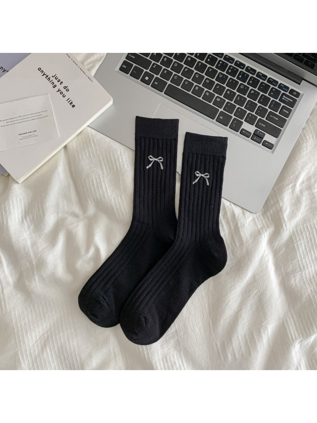 Rufia - Soft Rib Knit Bow Crew Socks