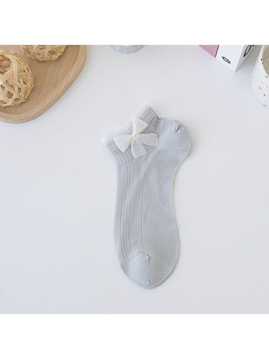 Rufia - Sweet Muted Bow Casual Ankle Socks
