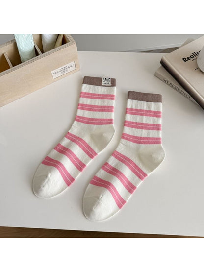 Rufia - Color-Block Striped Casual Women's Crew Socks