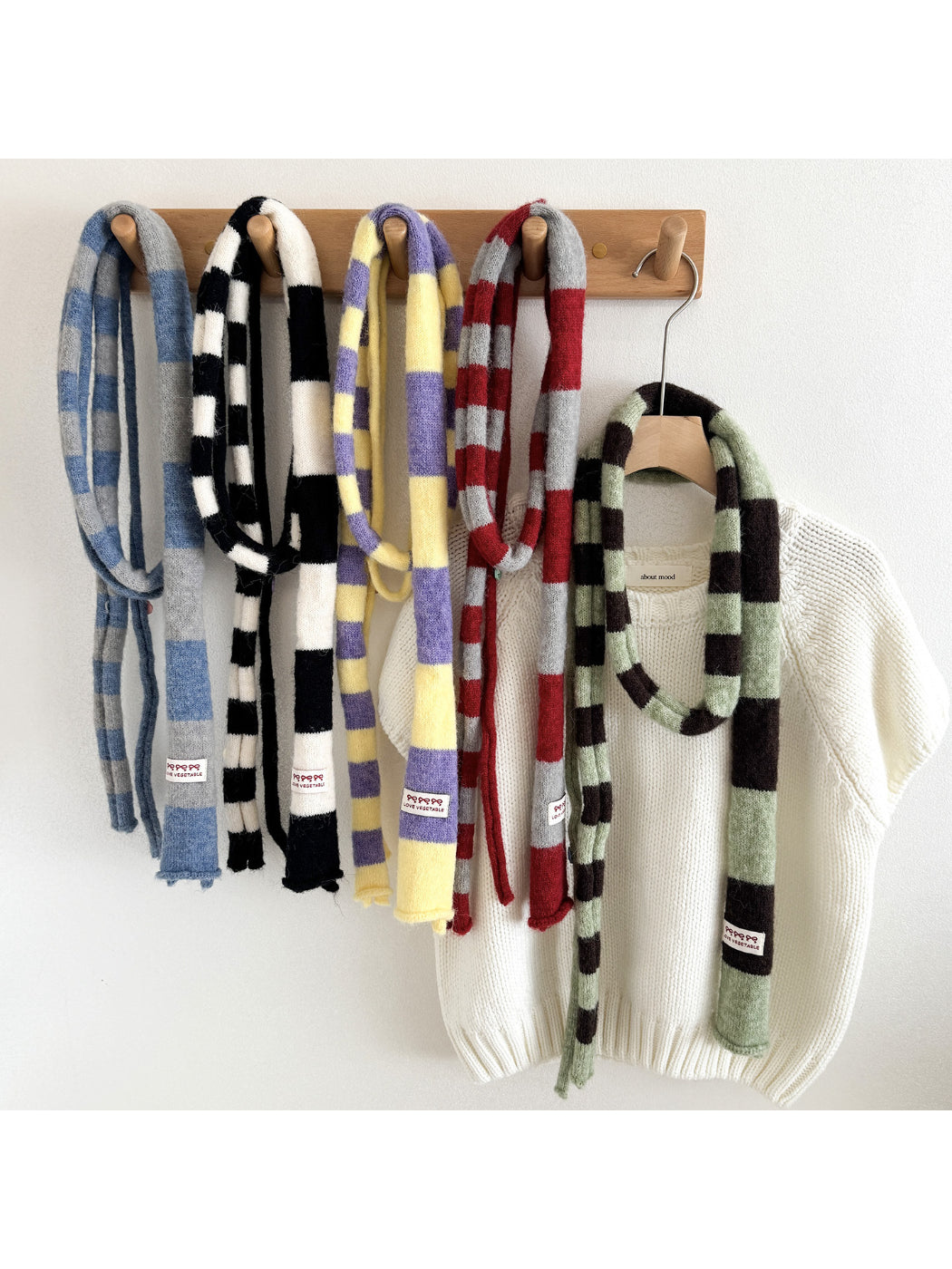 Scarvii - Soft Striped Knit Narrow Scarf