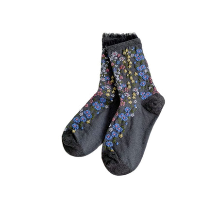 Rufia - Floral Lace Mid-calf Socks - Delicate & Vintage