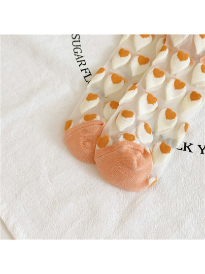 Rufia - Heart Pattern Sheer Socks
