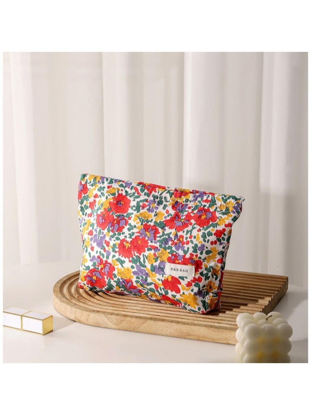 Cosbai - Floral Print Cosmetic Bag