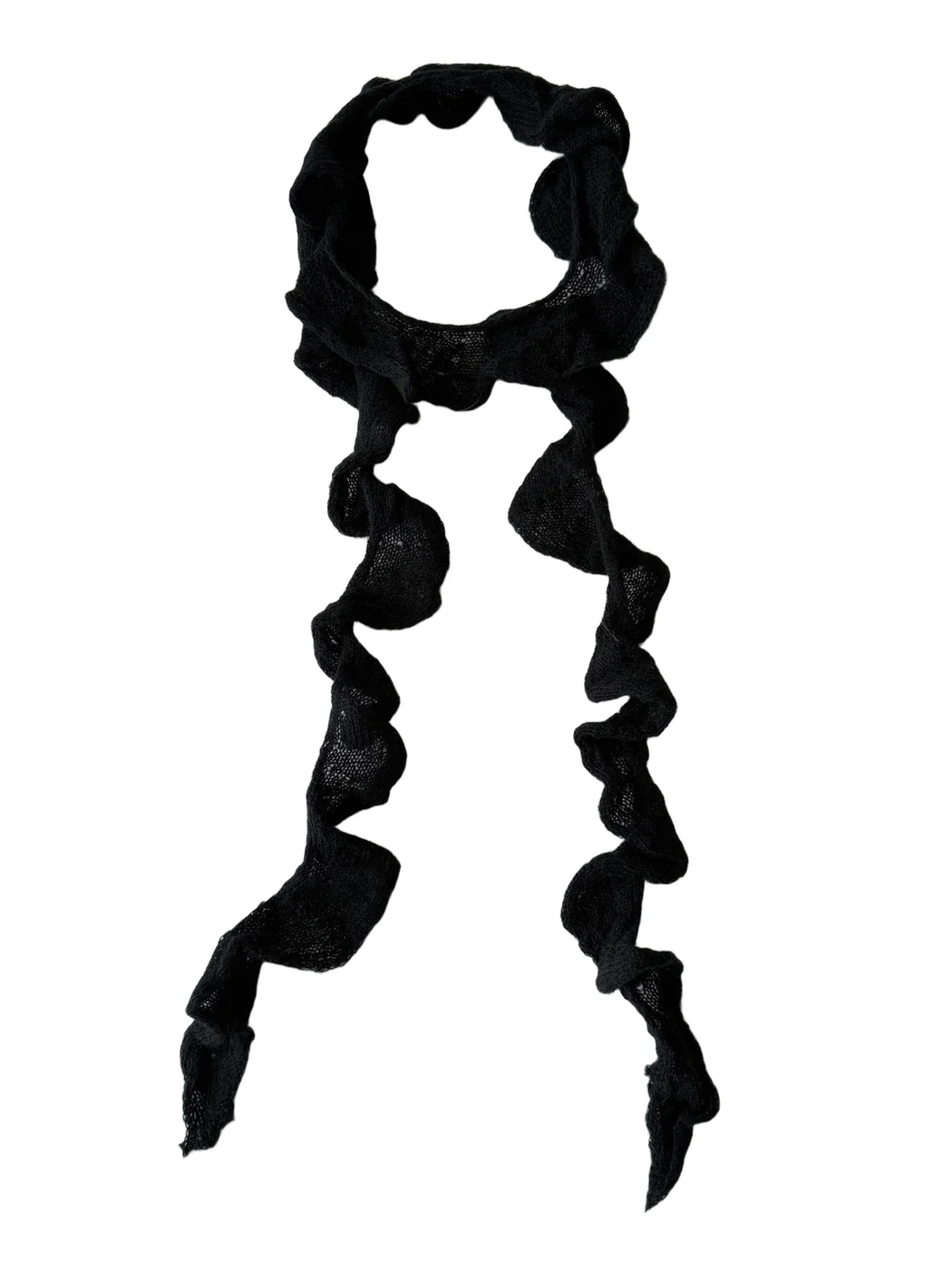 Scarvii - Solid Color Ruffle Skinny Scarf