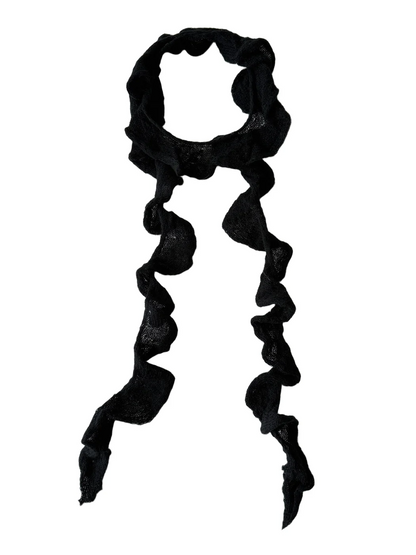 Scarvii - Solid Color Ruffle Skinny Scarf