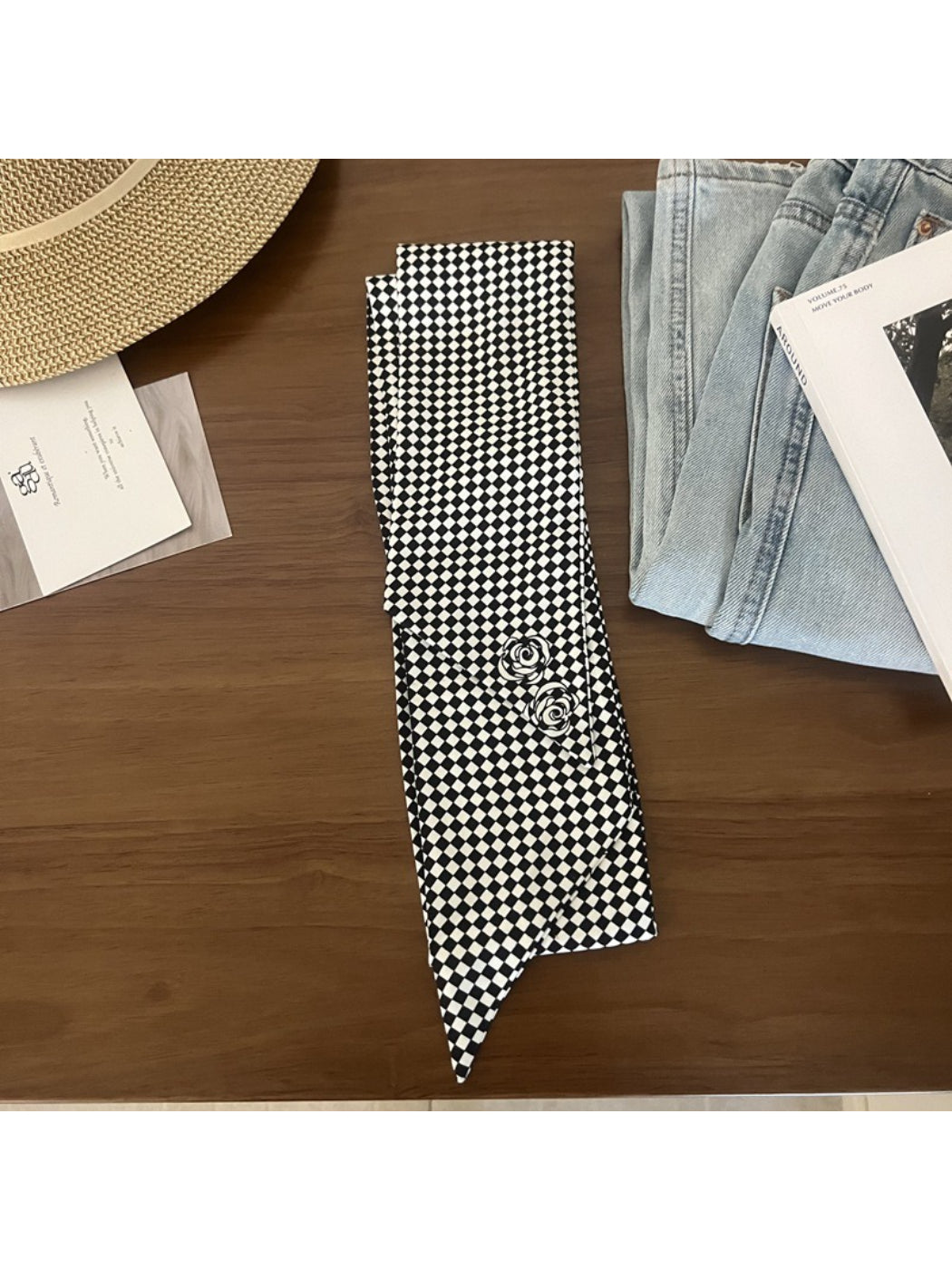 Scarvii Vintage Style Polka Dot Skinny Scarf