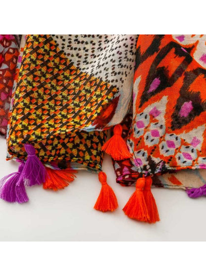 Scarvii - Graphic Patchwork Pattern Soft Scarf