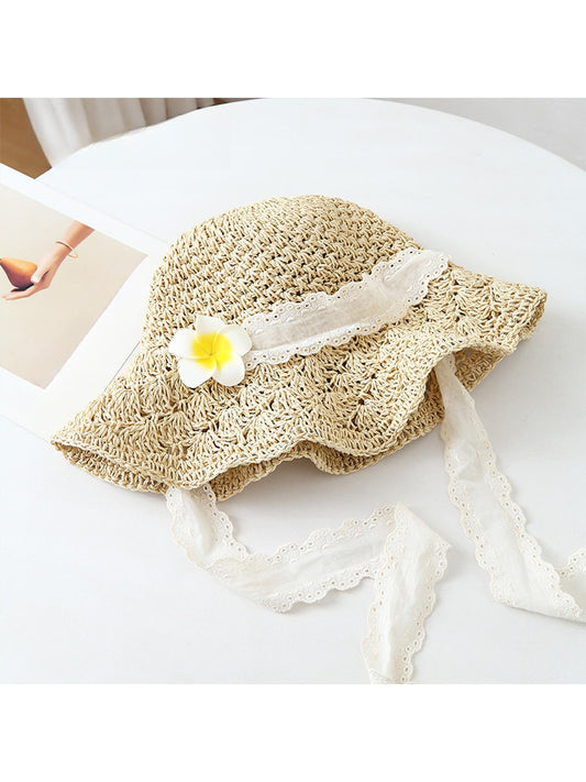 Haila Women s Floral Lace Trim Wide Brim Hat product image