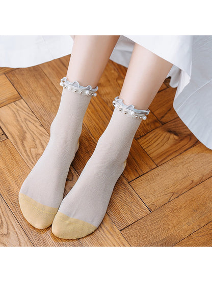 Rufia - Beaded Ruffle Cuff Crew Socks product image 2