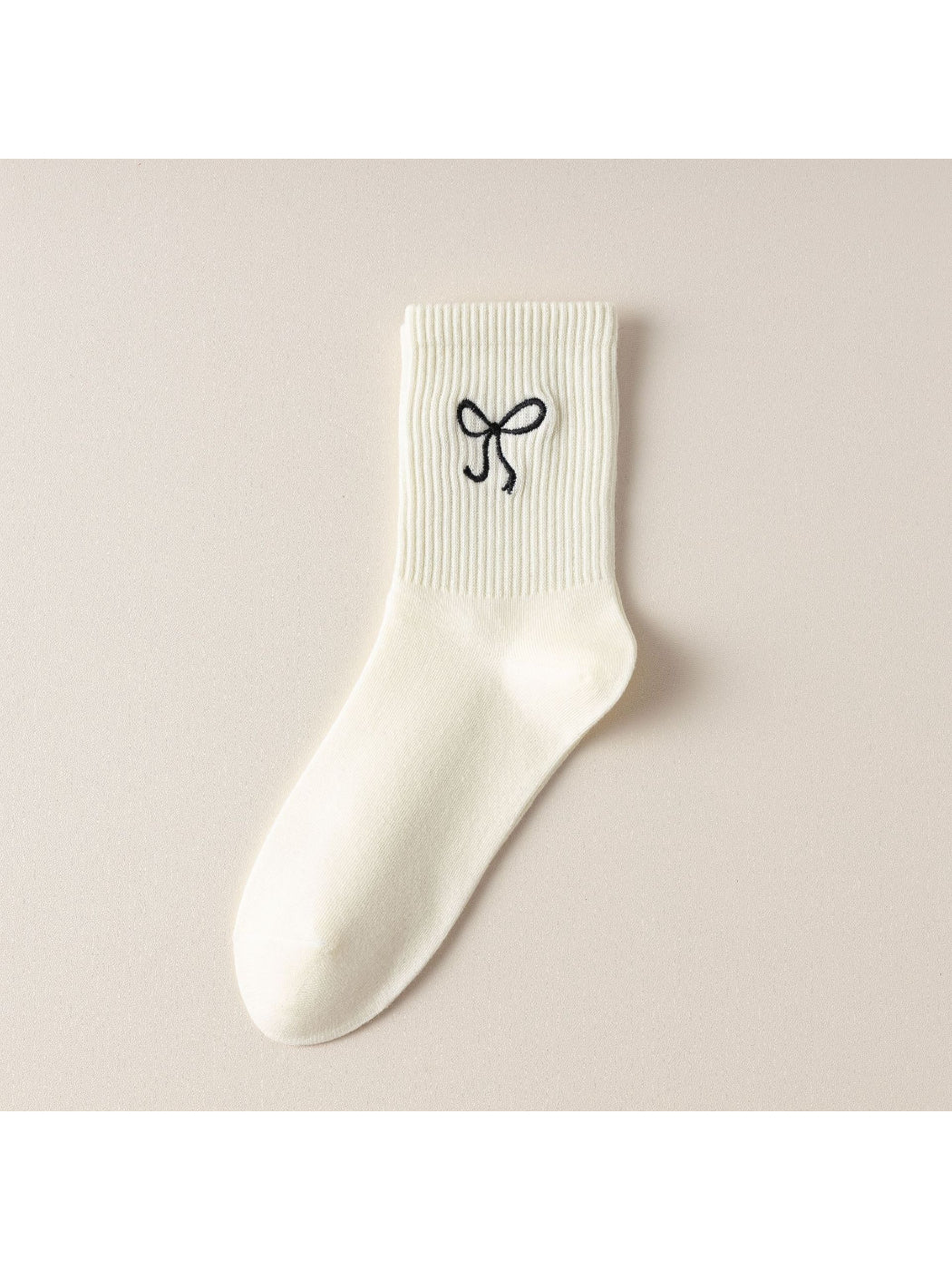 Rufia - Delicate Bow Embroidered Ribbed Crew Socks product image 5