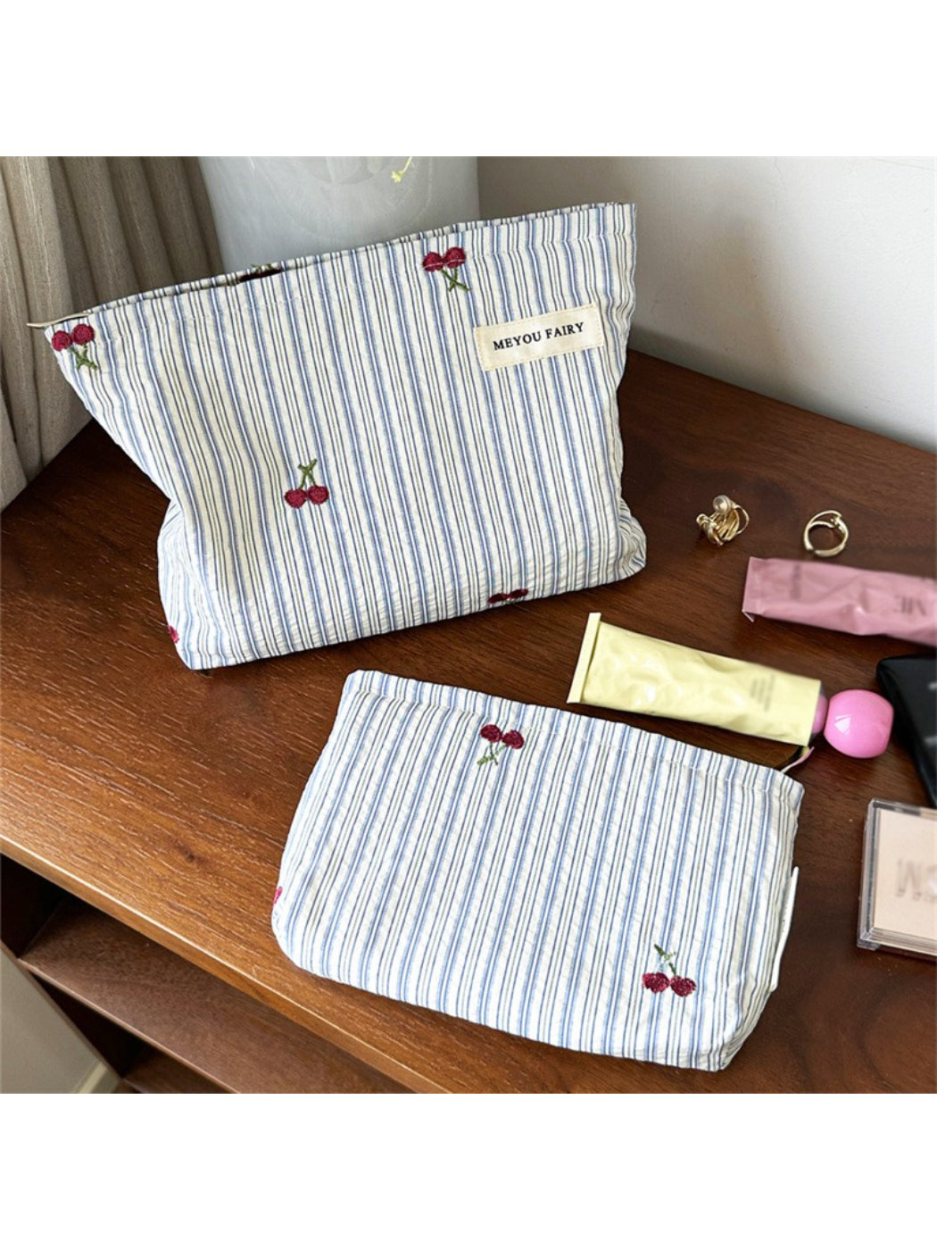 Cosbai - Cherry Embroidered Makeup Pouch - image 2