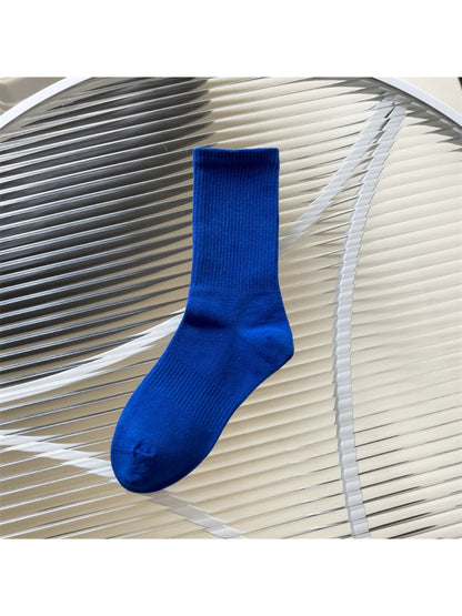 Rufia - Solid Ribbed Knit Crew Socks