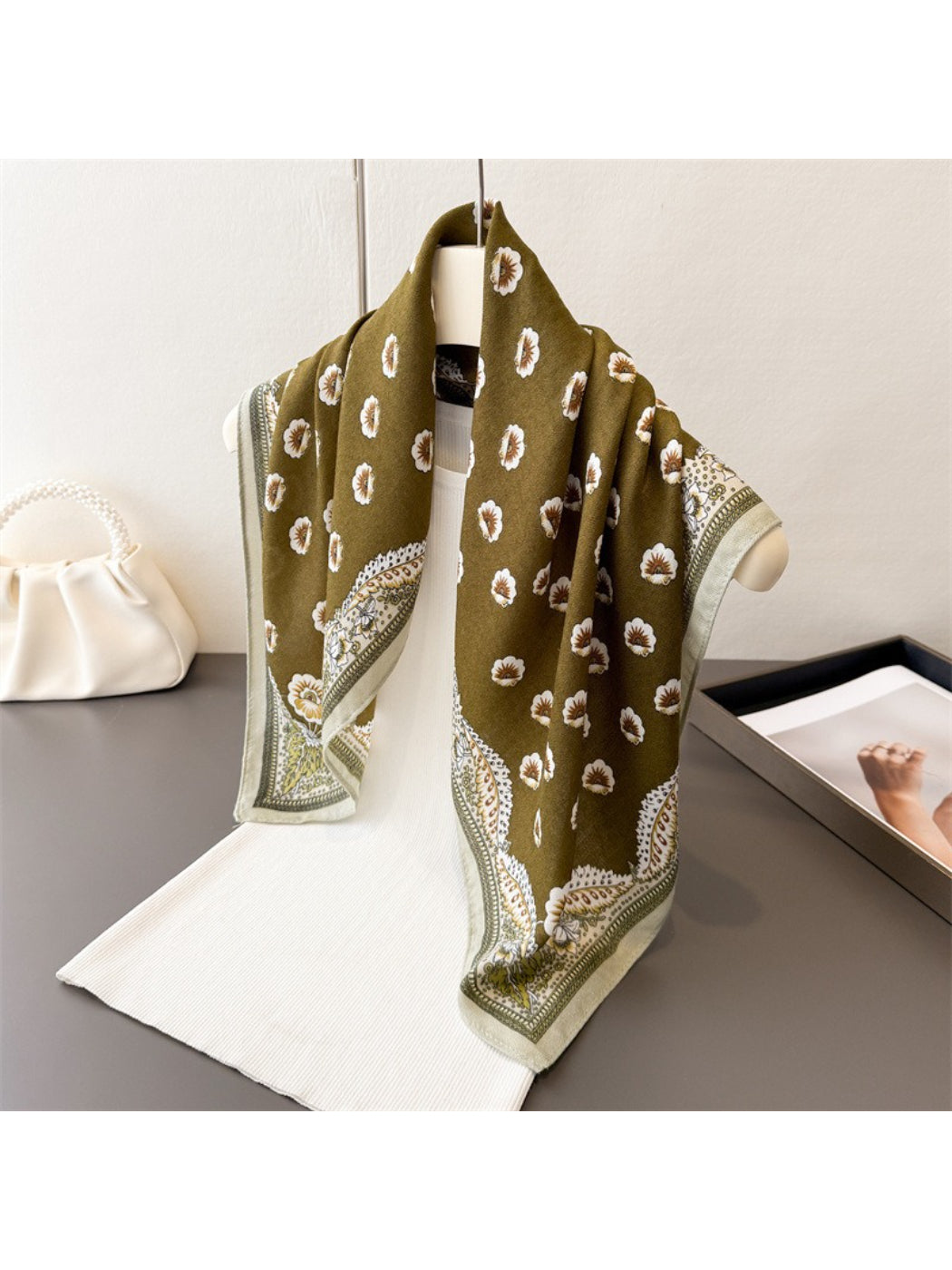 Scarvii - Floral Paisley Border Square Scarf