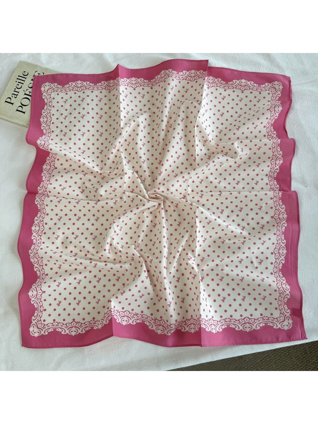 Scarvii - Printed Polka Dot Square Neck Scarf