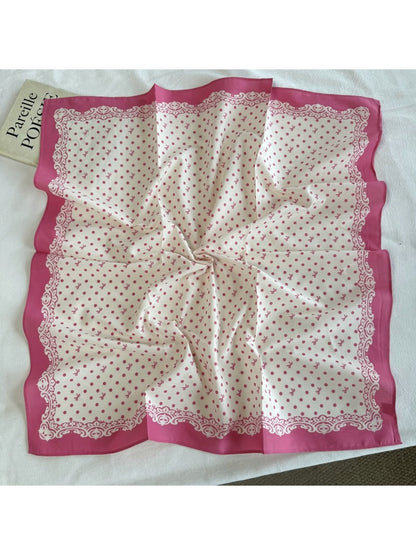 Scarvii - Printed Polka Dot Square Neck Scarf