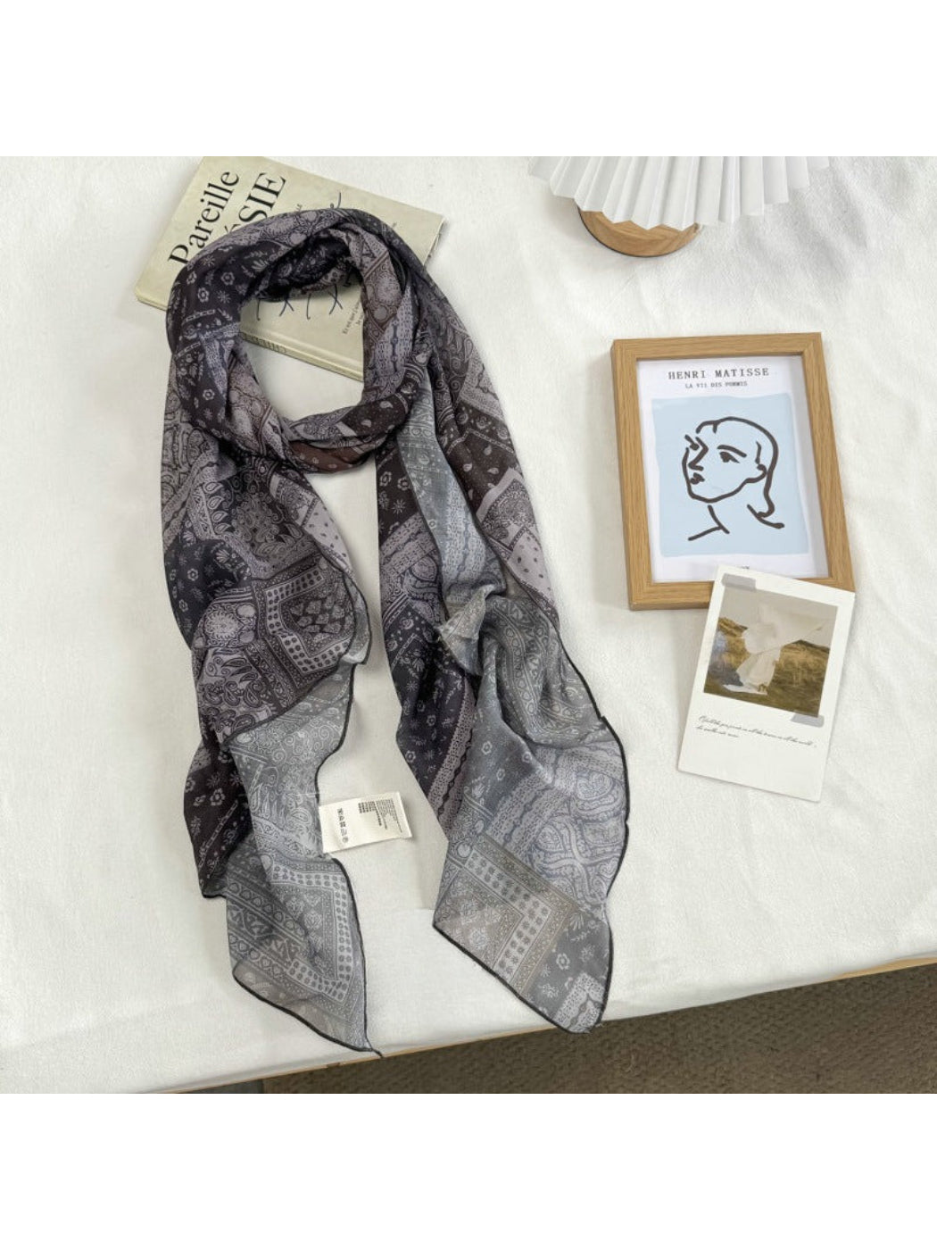 Scarvii - Vintage Pattern Sheer Print Scarf