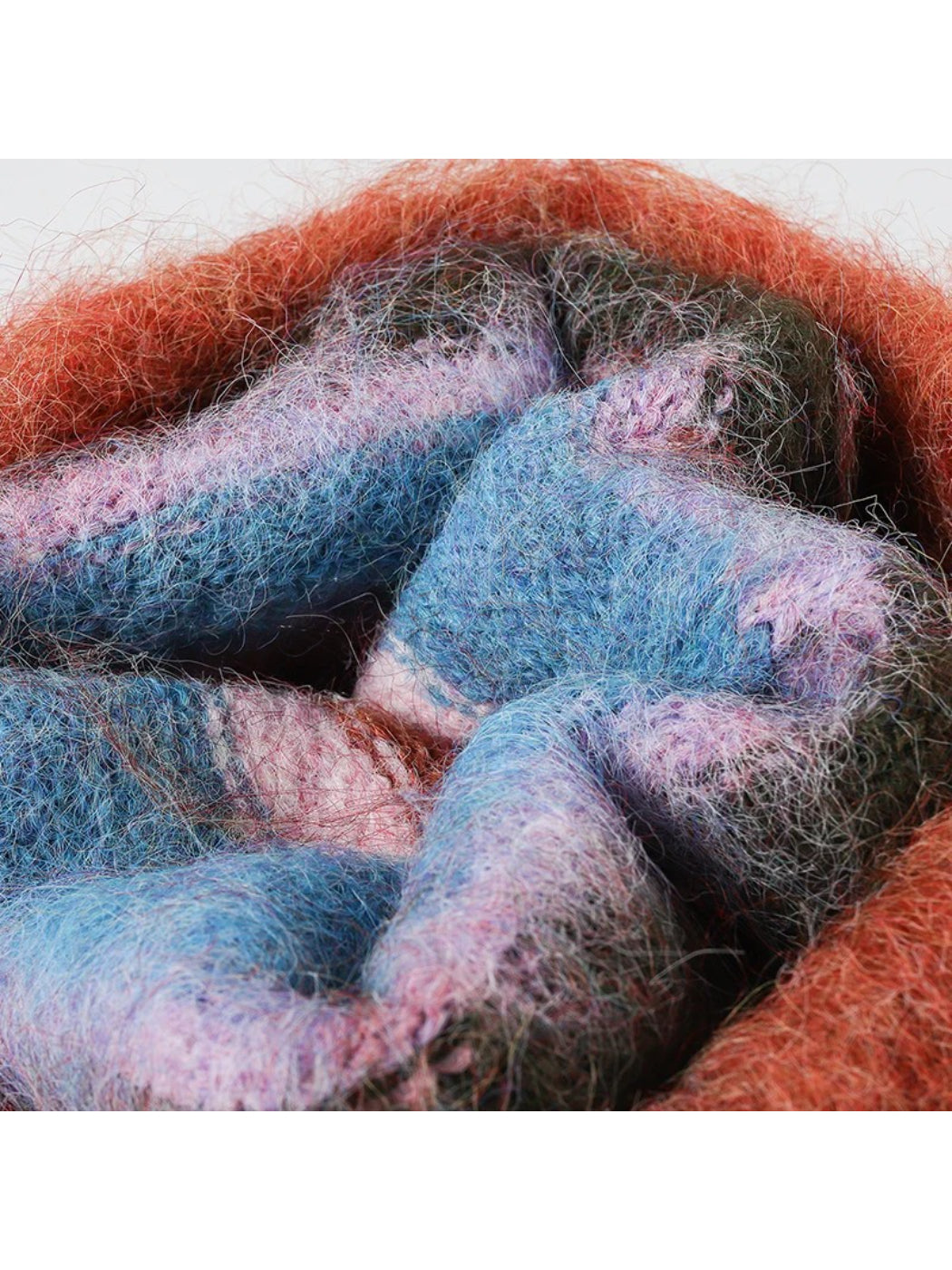 Haila - Fuzzy Multicolor Striped Cuffed Beanie