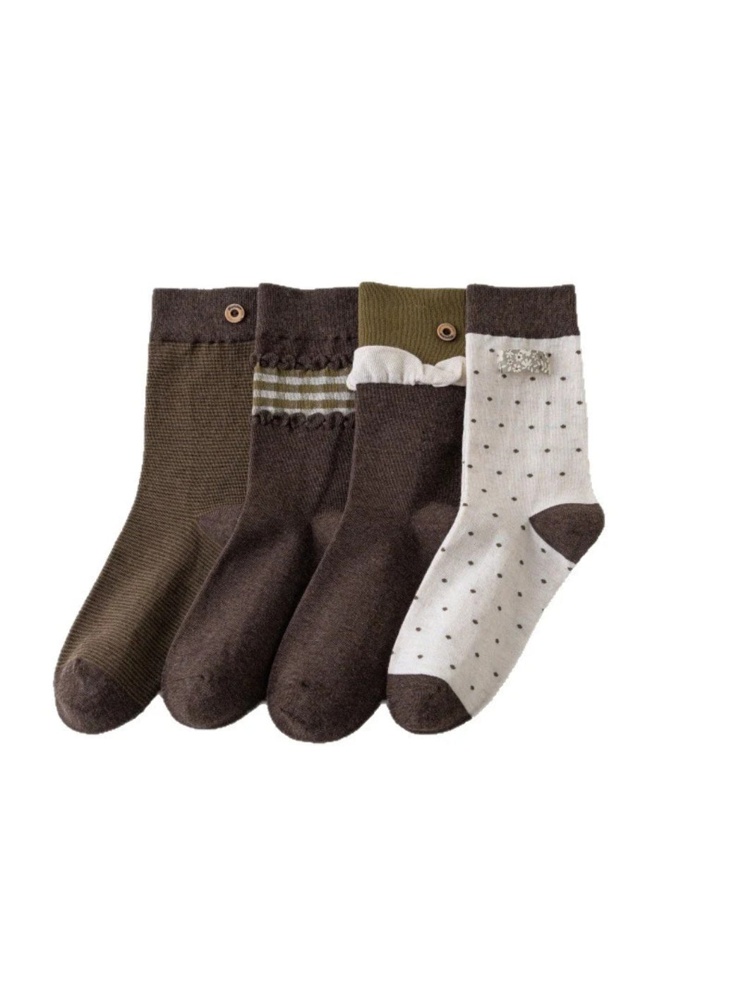 Rufia - Patterned Ribbed Cuff Crew Socks