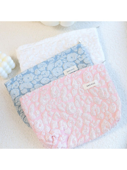 Cosbai - Embossed Cloud Floral Print Makeup Bag