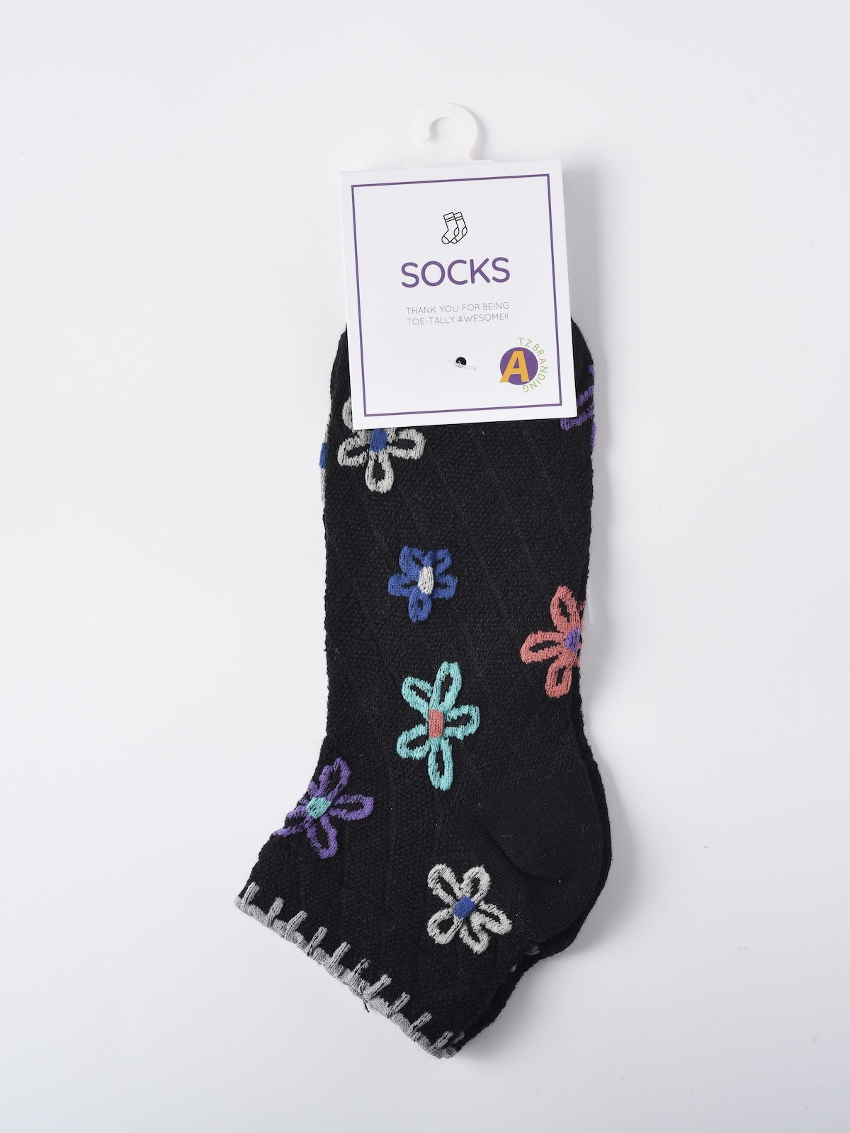 Rufia - Floral Grid Short Ankle Socks
