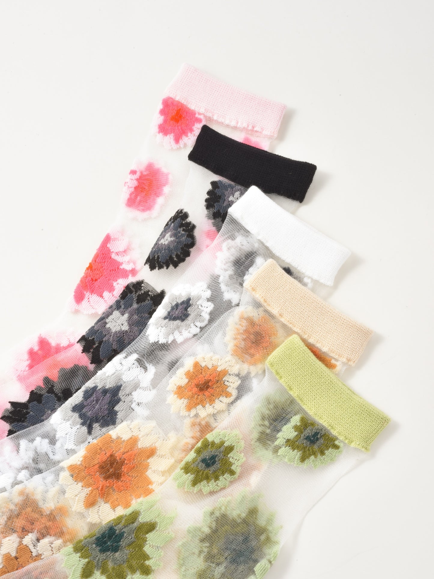 Rufia - Floral Sheer Crew Socks