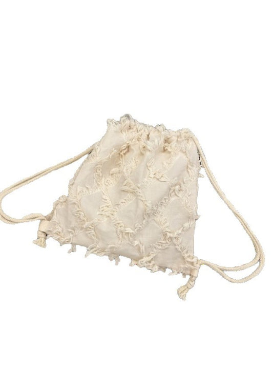 Cosbai - Fringe Detail Casual Canvas Backpack