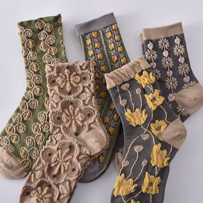 Rufia - Floral Knit Socks - Vintage & Stretchy