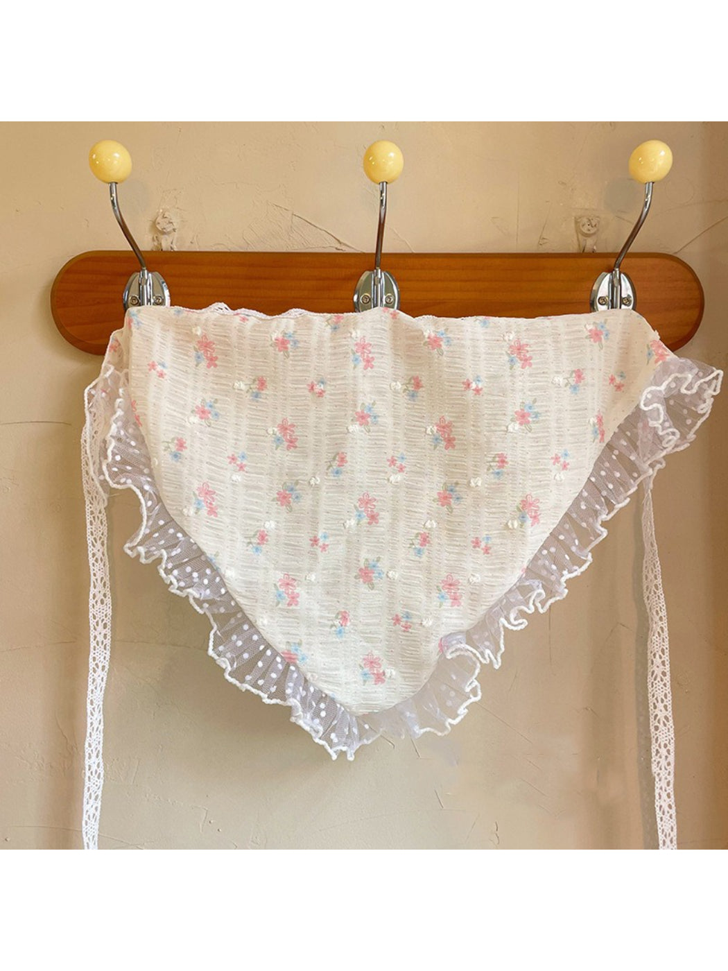 Scarvii Floral Strawberry Lace Trim Hair Scarf