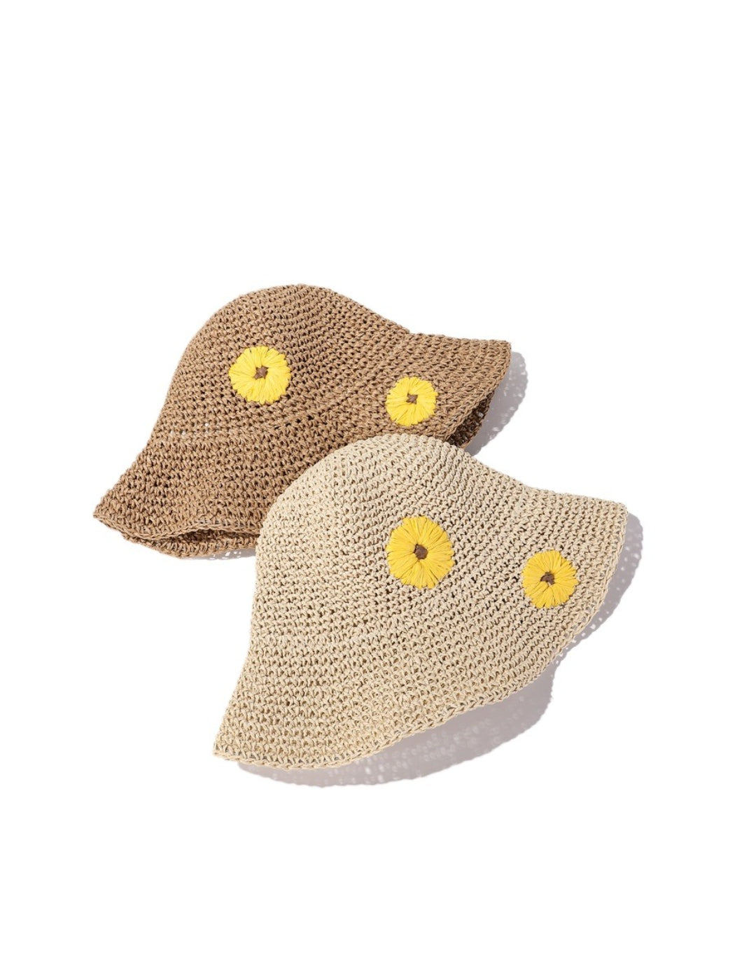 Haila sunflower straw look brim hat with wide brim and woven texture