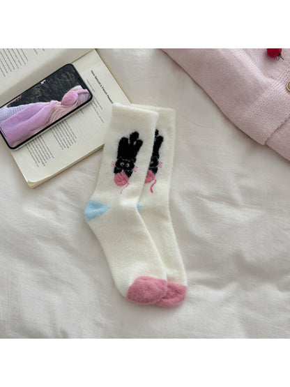 Rufia – Cozy Cat Pattern Crew Socks