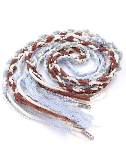 Beco - Woven Wave Lace Detail Waist Belt