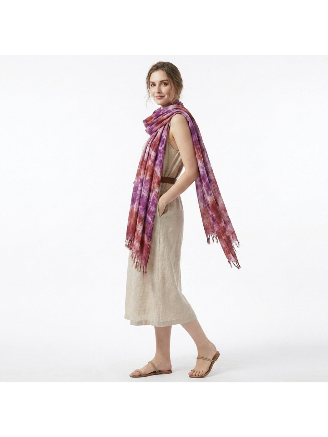 Scarvii - Abstract Mottled Tie-Dye Fringe Scarf