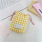 Cosbai - Gingham Padded Drawstring Pouch Bag