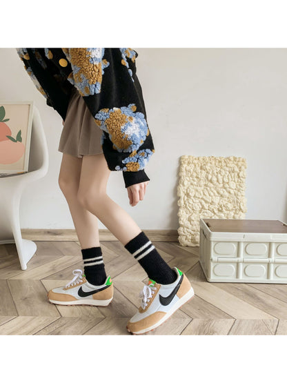 Rufia - Double Stripe Fuzzy Crew Socks