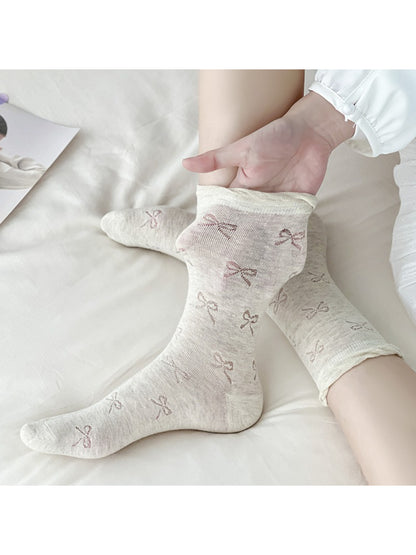 Rufia - Bow Textured Sheer Crew Socks product image 1
