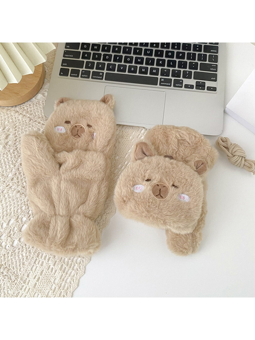 Gloving - Cute Bear Foldover Plush Winter Gloves