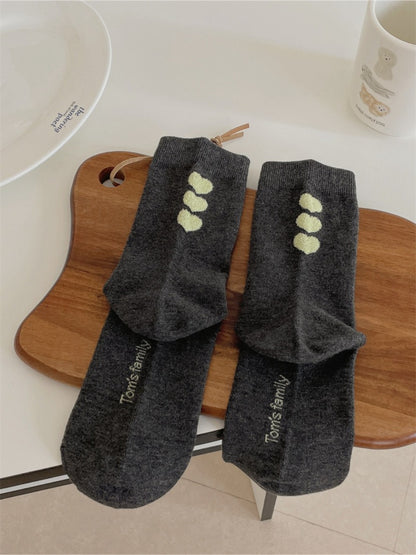 Rufia - Cute Heart Pattern Crew Socks