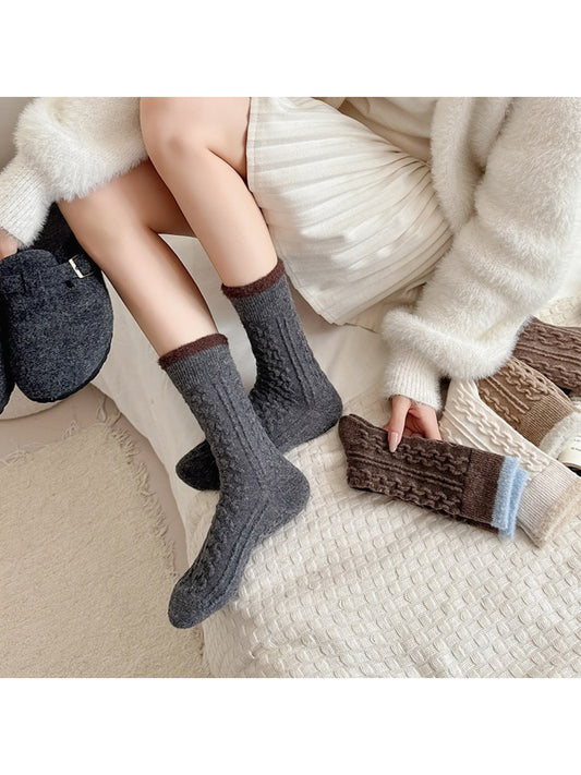 Rufia - Fuzzy Lined Cable Knit Crew Socks