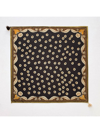 Scarvii - Brown Toned Floral Border Square Scarf