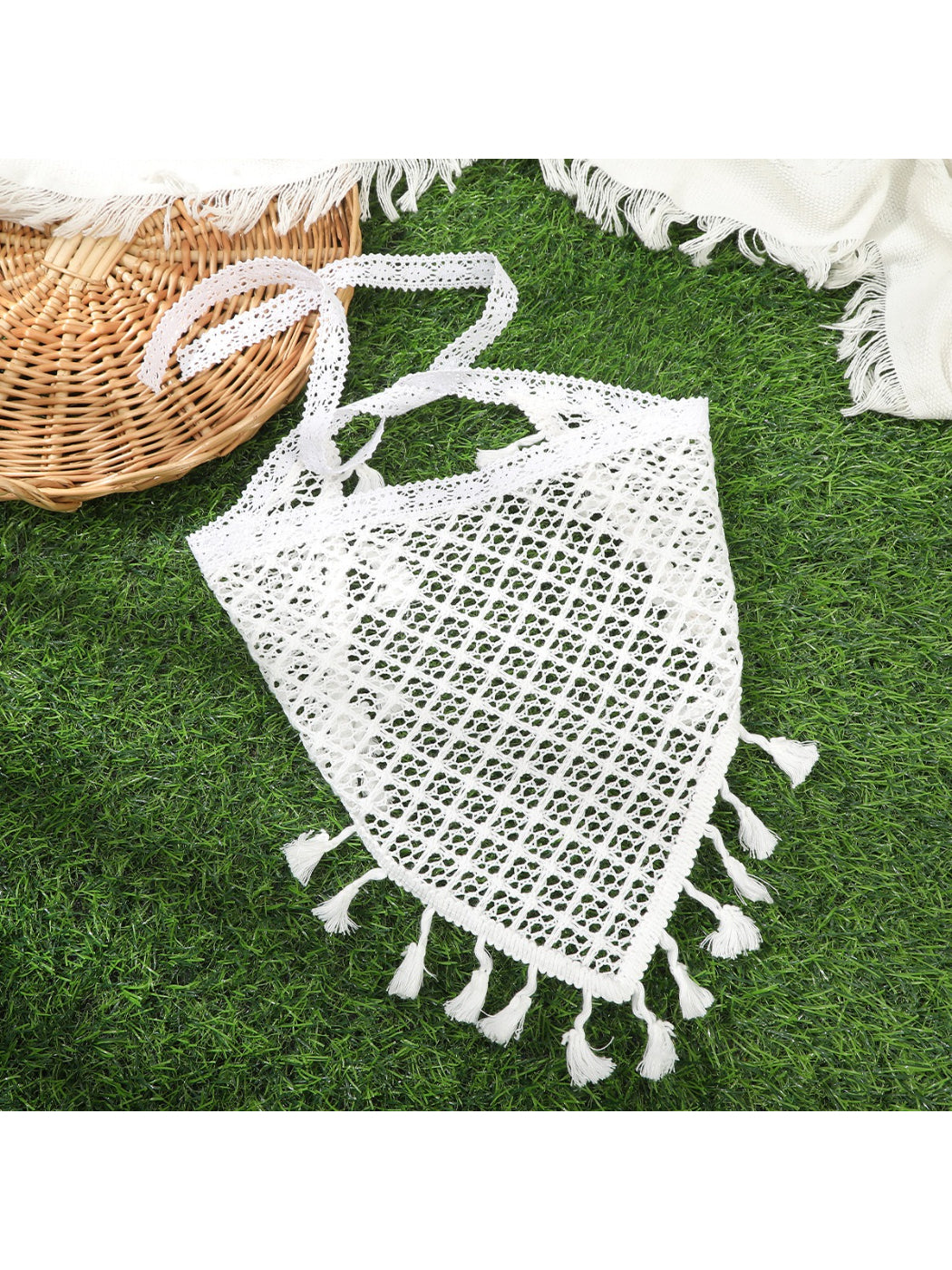 Scarvii Sheer Mesh Tassel Tie Hair Scarf
