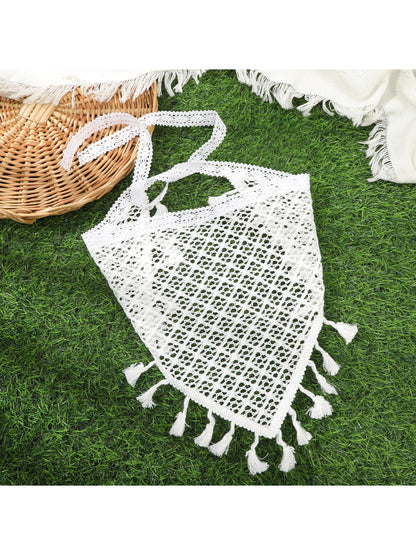 Scarvii Sheer Mesh Tassel Tie Hair Scarf